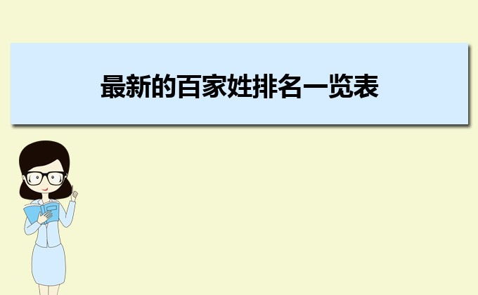 百家姓排名第一的姓氏是什麼