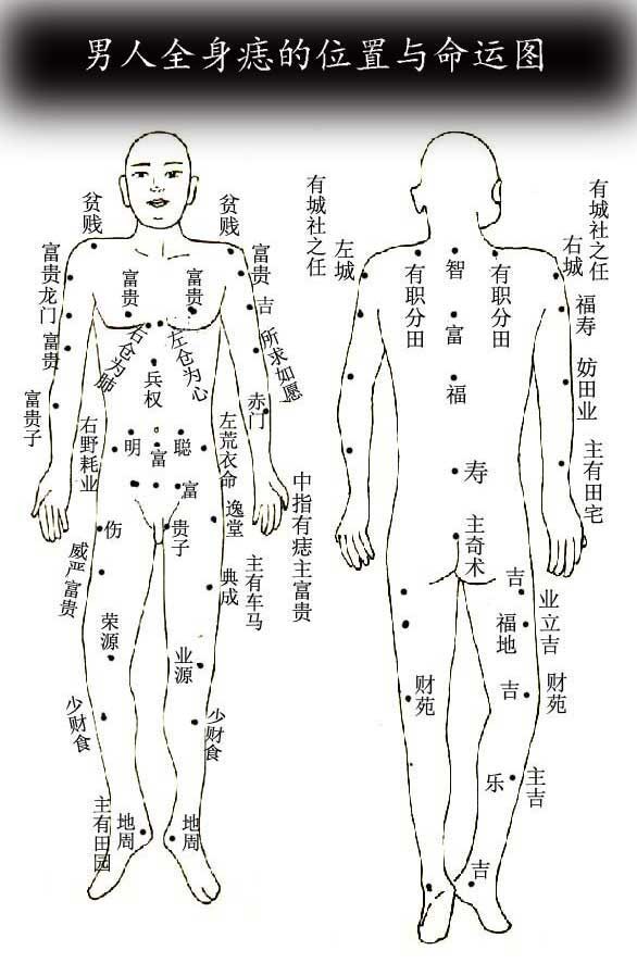 男人全身痣相圖解大全