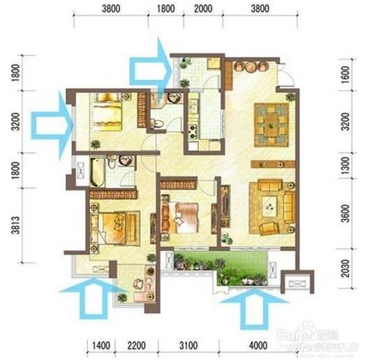 戶型風水圖解分析_風水最好的三房戶型圖_戶型房子風水